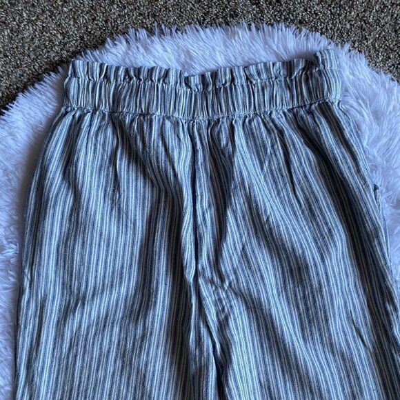 American Eagle Pants Linen Cotton Blend Stripes Drawstring Waist New Size Medium - Picture 4 of 10